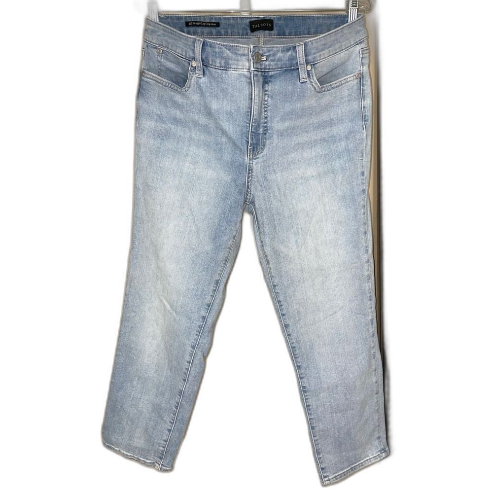 Straight Leg Crop Jeans W/14 Light Blue Wash Talbots KH5741 - Picture 2 of 15